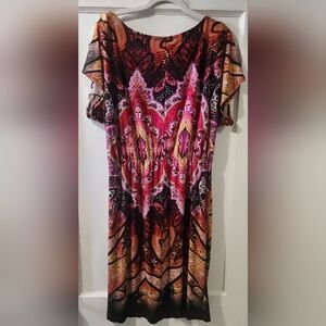 Bisou Bisou Multicolor Patterned Midi Dress